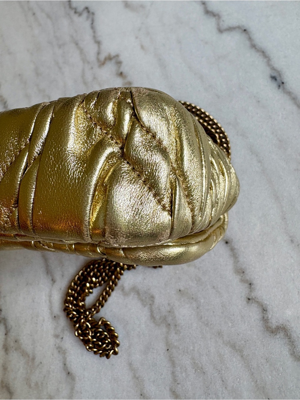 Tory Burch Kira Gold Quilted Leather Chain-Crossbody / Shoulder Bag - Picture 9 of 15
